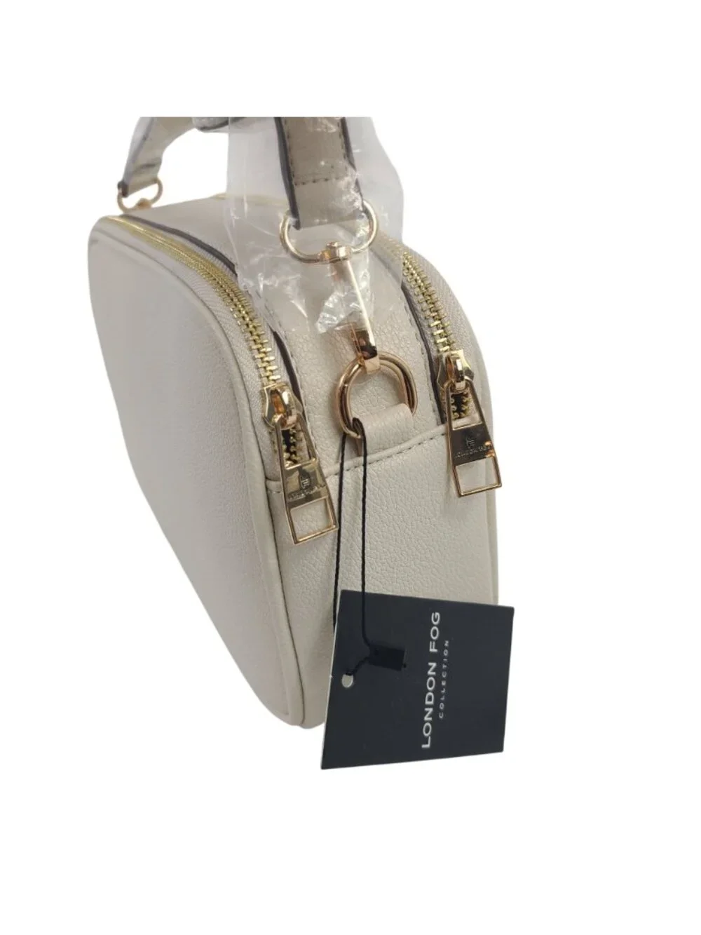 NEW London Fog Buttercream Judy Bowler Camera Crossbody Bag With Gold Accents - Picture 5 of 10